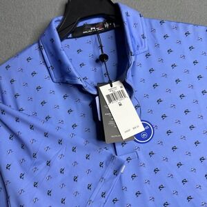 Ralph Lauren RX Golf Polo Shirt Blue Fish‎ Print Short Sleeve Mens Size M